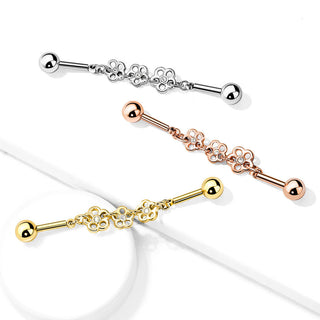 Industrial Barbell 3 Blumen Zirkonia
