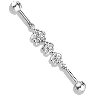 Industrial Barbell 3 Blumen Zirkonia