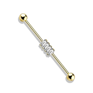 Industrial Barbell 4 Quadrate Zirkonia