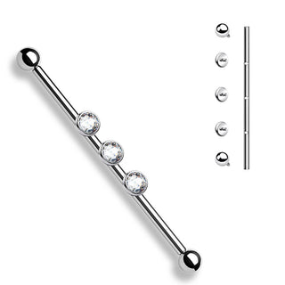 Industrial Barbell 3 Zirkonia Innengewinde