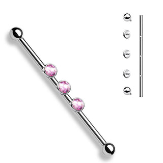 Industrial Barbell 3 Zirkonia Innengewinde