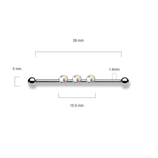Industrial Barbell 3 Zirkonia Innengewinde