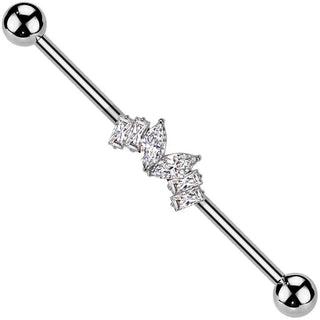 Industrial Barbell Zirkonias Marquise Schliff Baguette Schliff