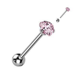 Zungenpiercing Herz Krappenfassung Zirkonia