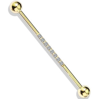 Industrial Barbell Kugel Silber Linie Zirkonia