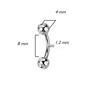 Augenbrauenpiercing Kugel Silber Zirkonia