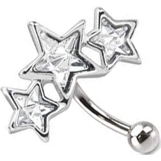 Augenbrauenpiercing Sterne Silber Zirkonia