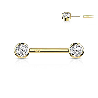 14 Karat Gold Nippelpiercing Kugel Zirkonia Gelbgold Weißgold Push-In