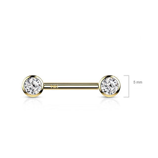 14 Karat Gold Nippelpiercing Kugel Zirkonia Gelbgold Weißgold Push-In