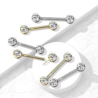 14 Karat Gold Nippelpiercing Kugel Zirkonia Gelbgold Weißgold Push-In