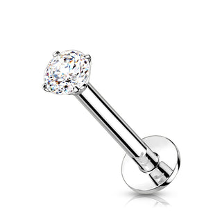 14 Karat Gold Labret Zirkonia Rund Gelbgold Weißgold Push-In