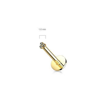 14 Karat Gold Labret Dreieck Kugel Gelbgold Weißgold Push-In