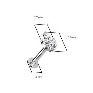 14 Karat Gold Labret Blatt Zirkonia Gelbgold Weißgold Push-In