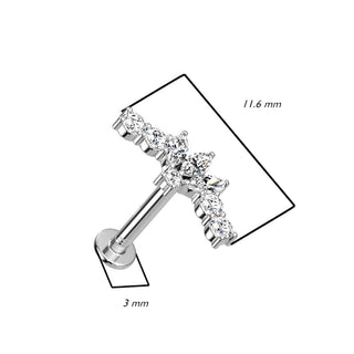 14 Karat Gold Labret Marquise Schliff Zirkonia Gelbgold Weißgold Push-In