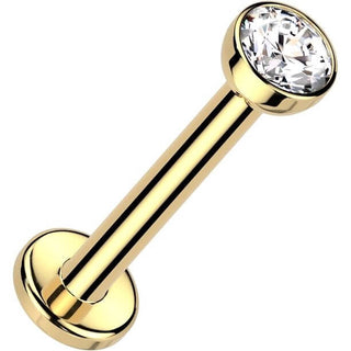 14 Karat Gold Labret Zirkonia Zargenfassung Nasenpiercing Push-In