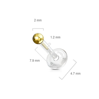 14 Karat Gold Labret Kugel Gelbgold Weißgold