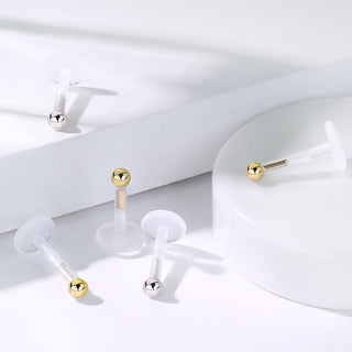 14 Karat Gold Labret Kugel Gelbgold Weißgold