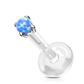 14 Karat Gold Labret Opal Krappenfassung Rund Gelbgold Weißgold
