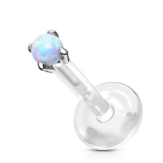 14 Karat Gold Labret Opal Krappenfassung Rund Gelbgold Weißgold