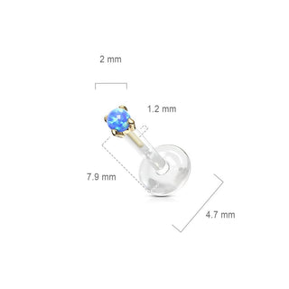 14 Karat Gold Labret Opal Krappenfassung Rund Gelbgold Weißgold