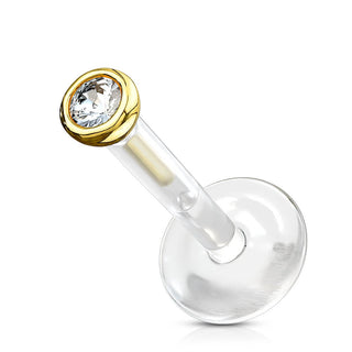 14 Karat Gold Labret Zirkonia Zargenfassung Gelbgold Weißgold