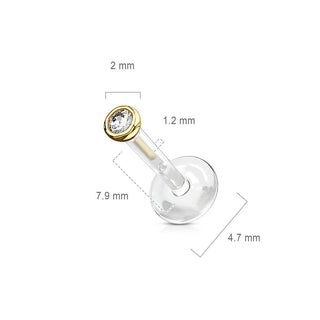 14 Karat Gold Labret Zirkonia Zargenfassung Gelbgold Weißgold