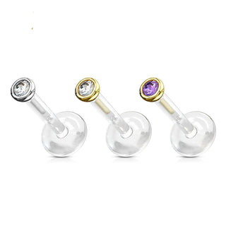 14 Karat Gold Labret Zirkonia Zargenfassung Gelbgold Weißgold