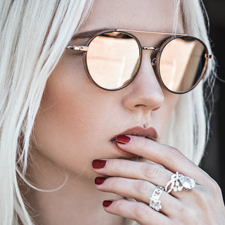 14 Karat Gold Labret Zirkonia Zargenfassung Gelbgold Weißgold