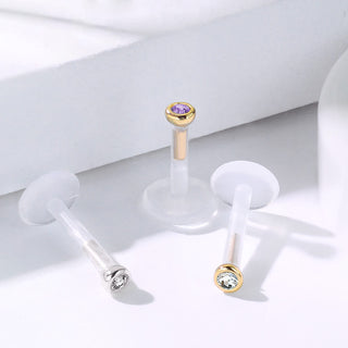 14 Karat Gold Labret Zirkonia Zargenfassung Gelbgold Weißgold