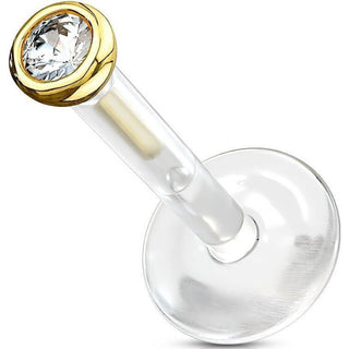 14 Karat Gold Labret Zirkonia Zargenfassung Gelbgold Weißgold