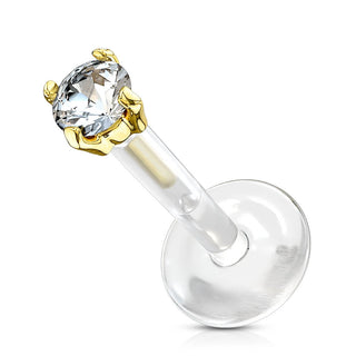 14 Karat Gold Labret Zirkonia Krappenfassung Gelbgold Weißgold