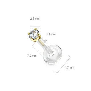 14 Karat Gold Labret Zirkonia Krappenfassung Gelbgold Weißgold
