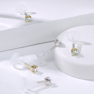 14 Karat Gold Labret Zirkonia Krappenfassung Gelbgold Weißgold