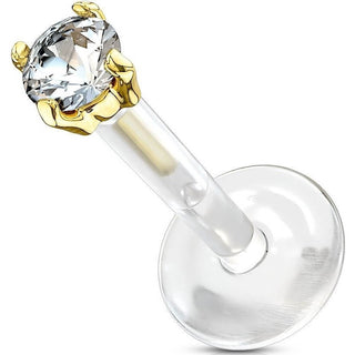 14 Karat Gold Labret Zirkonia Krappenfassung Gelbgold Weißgold