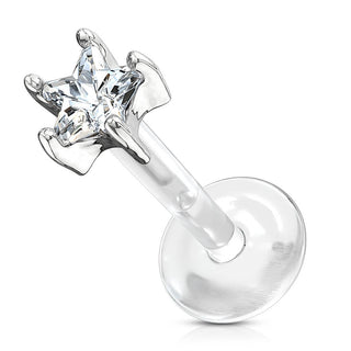 14 Karat Gold Labret Blume Zirkonia Gelbgold Weißgold