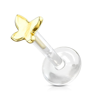 14 Karat Gold Labret Schmetterling Gelbgold Weißgold
