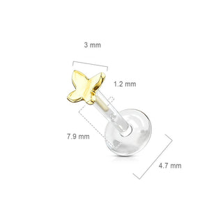 14 Karat Gold Labret Schmetterling Gelbgold Weißgold