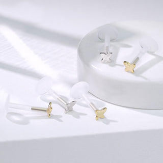 14 Karat Gold Labret Schmetterling Gelbgold Weißgold