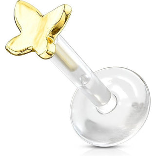 14 Karat Gold Labret Schmetterling Gelbgold Weißgold