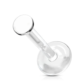 14 Karat Gold Labret Rund Flach Gelbgold Weißgold