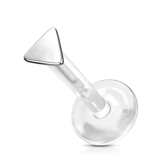 14 Karat Gold Labret Dreieck Flach Gelbgold Weißgold