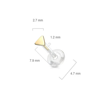 14 Karat Gold Labret Dreieck Flach Gelbgold Weißgold