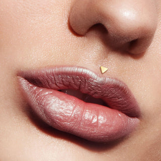 14 Karat Gold Labret Dreieck Flach Gelbgold Weißgold