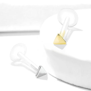 14 Karat Gold Labret Dreieck Flach Gelbgold Weißgold