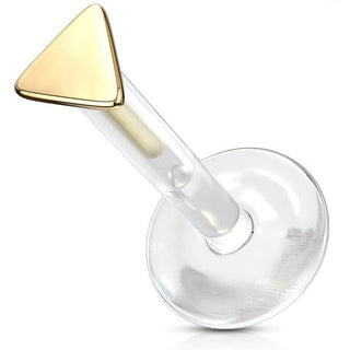 14 Karat Gold Labret Dreieck Flach Gelbgold Weißgold