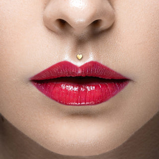 14 Karat Gold Labret Herz Flach Gelbgold Weißgold