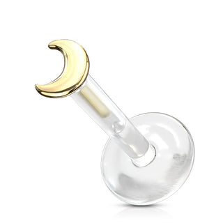14 Karat Gold Labret Mond Flach Gelbgold Weißgold