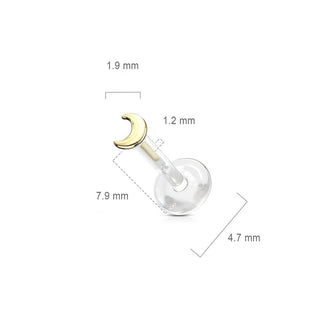 14 Karat Gold Labret Mond Flach Gelbgold Weißgold