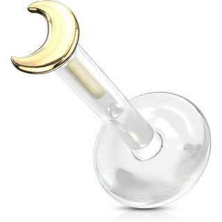 14 Karat Gold Labret Mond Flach Gelbgold Weißgold