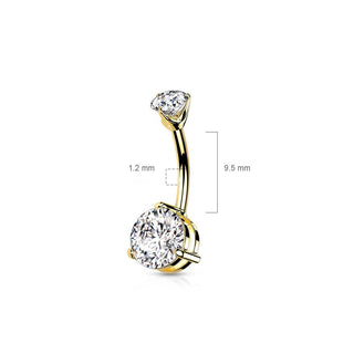 14 Karat Gold Bauchnabelpiercing Zirkonia Opal Rund Krappenfassung Gelbgold Weißgold